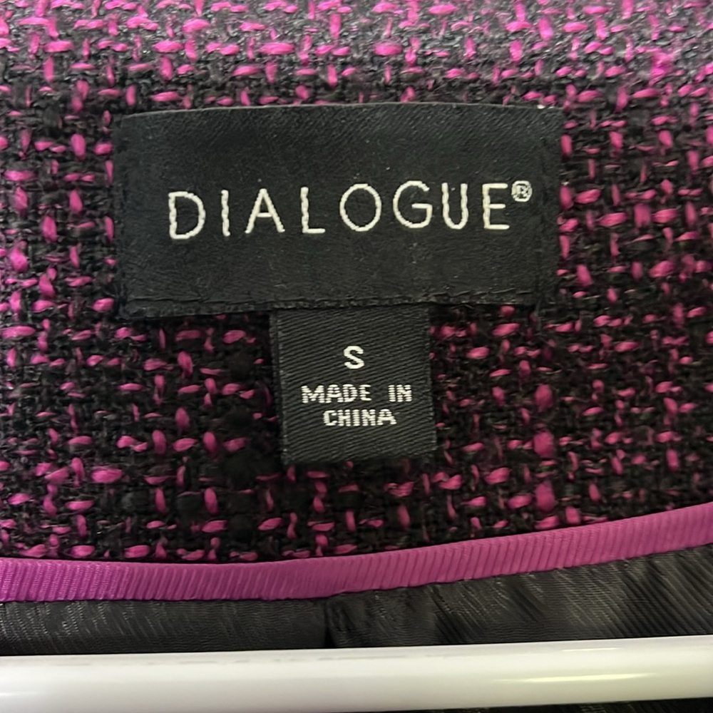 Dialogue Purple Black Textured Swing Jacket 3/4 Sleeve Size M (696) - Picture 2 of 6